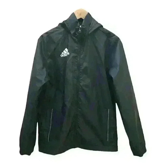 Adidas Zip Up Hooded  Mesh Lined Windbreaker Running Jacket EUC - Picture 2 of 13